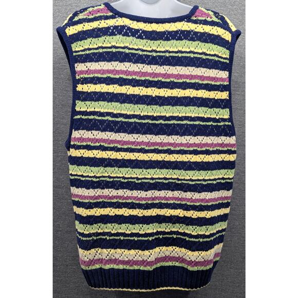 NORTHERN REFLECTIONS Sweater Vest - Striped, Knit, Grandmacore, Button, Size XL - Picture 4 of 4